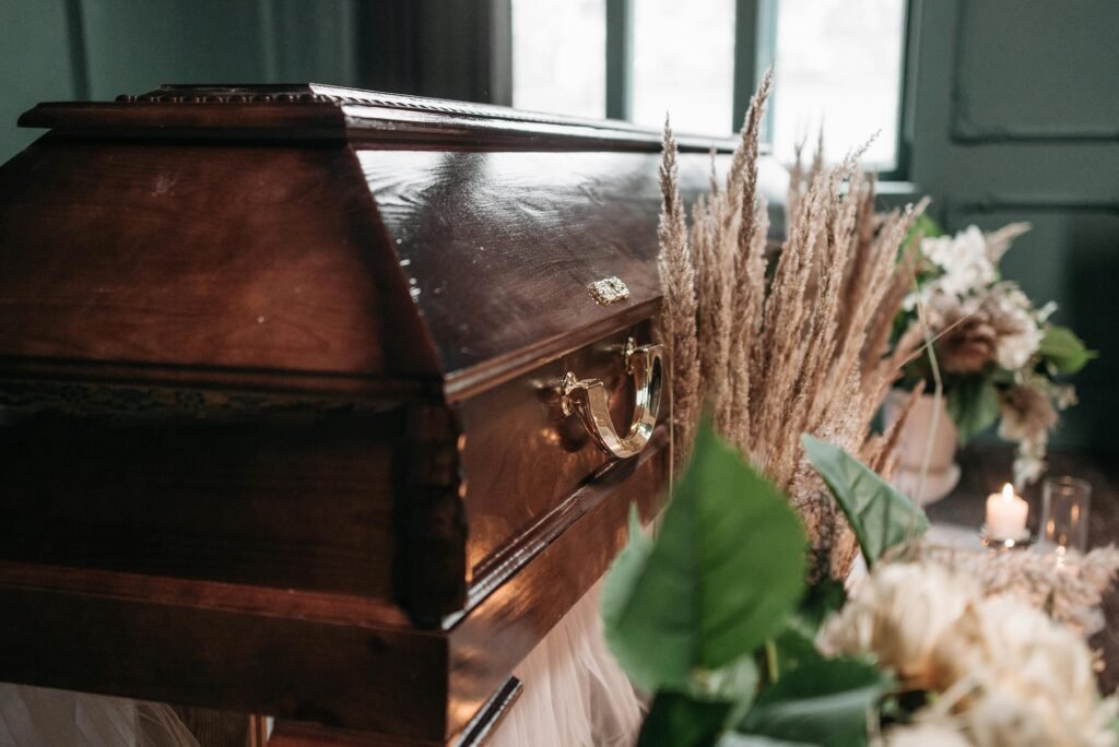 A respectful photo of a funeral setup